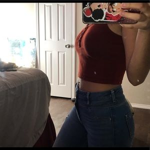Sold ! orever 21 red crop top!